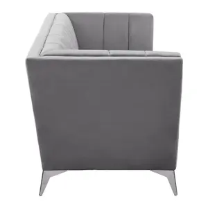 Interiors by Premier Hansa Three Seat Grey Velvet Sofa