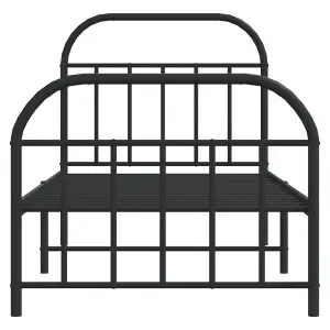 Berkfield Metal Bed Frame with Headboard and Footboard Black 90x190 cm