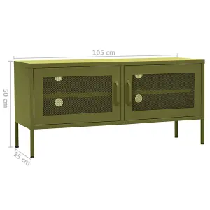 Berkfield TV Cabinet Olive Green 105x35x50 cm Steel