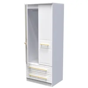 Norfolk 2 Door 2 Drawer Wardrobe with Shelf & Hanging Rail in White Ash (Ready Assembled)