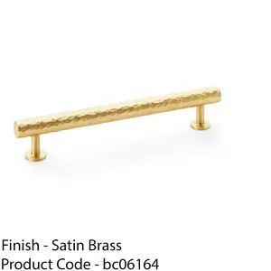 Hammered T Bar Pull Handle - Satin Brass - 160mm Centres SOLID BRASS Drawer