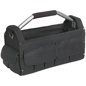 15 Pocket Heavy-Duty Open Tool Bag with Rigid Base - 485mm x 250mm x 350mm - Black