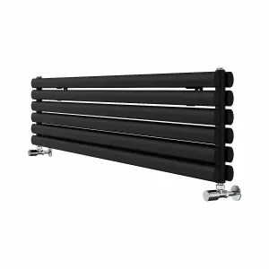 Right Radiators 1600x354 mm Horizontal Vertical Oval Column Radiator Double Panel Rads Black