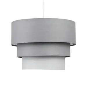 First Choice Lighting Pair of Grey Ombre 3 Tier Ceiling Light Shades