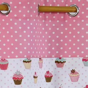 Homescapes Cupcakes Ready Made Eyelet Curtain Pair, 137 x 182 cm Drop