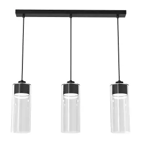 Milagro Clarissa Designer Pendant Lamp Hand Made From Matt Black Metal And Elegant Glass Shades