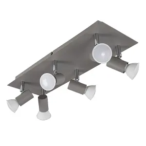 ValueLights Consul Cement Ceiling Bar Spotlight and GU10 Spotlight LED 5W Cool White 6500K Bulbs