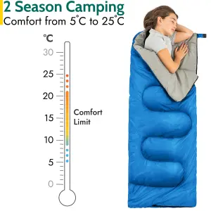 Kids Sleeping Bag 2 Season Mini Junior Envelope Outdoor Camping 200gsm Blue Trail