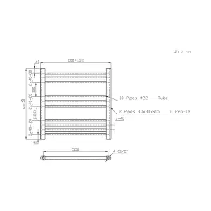 Rinse Bathrooms Prefilled Electric Thermostatic Heated Towel Rail Bathroom Radiator Straight with 400W Timer Chrome 600x600mm