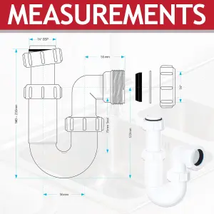 SPARES2GO Telescopic Sink P Trap Basin Swivel Plumbing Waste Pipe Kit (32mm / 1.25")