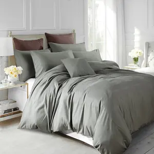 Marnisha Polyester Solid Colour Duvet Cover Set with Pillowcases Grey / Super King - 2 Standard Pillowcases