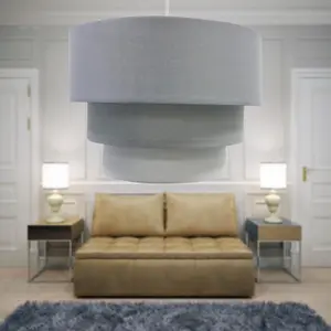 First Choice Lighting Pair of Grey Ombre 3 Tier Ceiling Light Shades