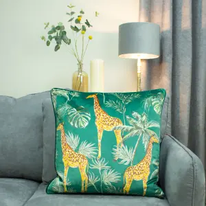 Paoletti Giraffe Palm Velvet Feather Rich Cushion