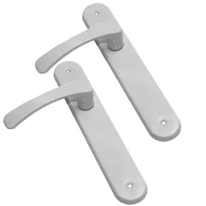 Modern White Interior Door Handle Set with Sleek Lever Design and Backplate, Ideal for Bedroom and Bathroom Doors, Durable