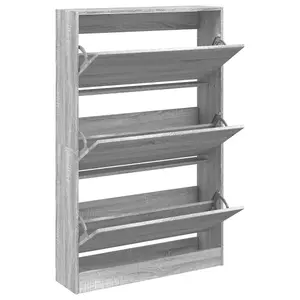 Shoe Cabinet Grey Sonoma 80x21x125.5 cm Engineered Wood