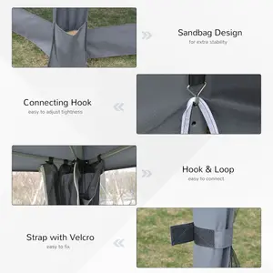 Outsunny 3.2m Pop Up Gazebo Hexagonal Canopy Tent Outdoor w/ Bag Grey