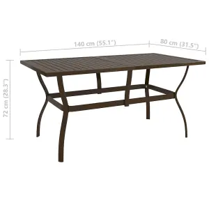 Berkfield Garden Table Brown 140x80x72 cm Steel