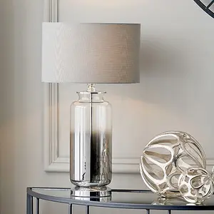 Grey Ombre Glass Table Lamp With Grey Lampshade