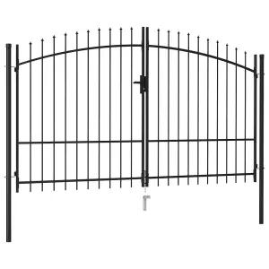 Berkfield Fence Gate Double Door with Spike Top Steel 3x1.75 m Black