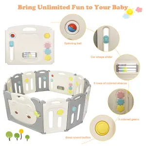 Costway 12 Panels Baby Safety Playpen Kids Foldable Toddler Safety Activity Play Center