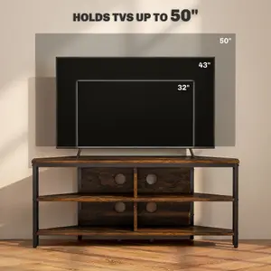 HOMCOM 50" TV Stand Cabinet, TV Unit with Storage Shelves, Rustic Brown