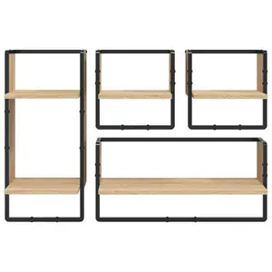 Marusya 4 Piece Floating Shelf (Set of 4) Sonoma Oak