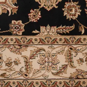 Gold Black Classical Oriental Floral Area Rug 160cm x 230cm