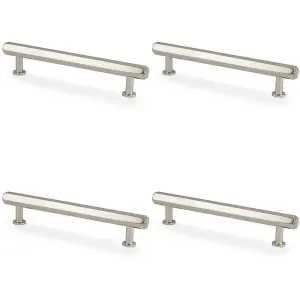 4 PACK - Industrial Hex T Bar Pull Handle - Polished Nickel 128mm Centres Kitchen Cabinet