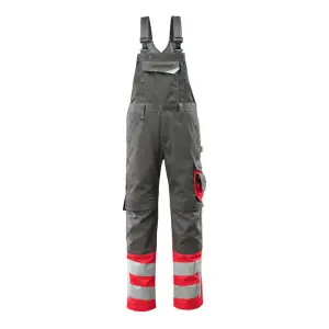 Mascot Safe Supreme Sunderland Bib & Brace - Dark Anthracite/Hi-Vis Red   (32.5) (Leg Length - Long)