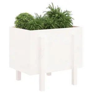 Berkfield Garden Planter White 62x50x57 cm Solid Wood Pine