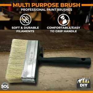 4Pcs Fence Paint Brushes - Block Brush Set - Decking Paint Brush - Shed and Fence Brush - Masonry Paint Brush - Wallpaper Brush