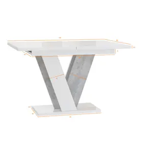 Extendable Dining Table Ameila Gloss White