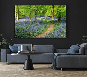 Walk Through The Bluebell Path Canvas Print Wall Art - Medium 20 x 32 Inches