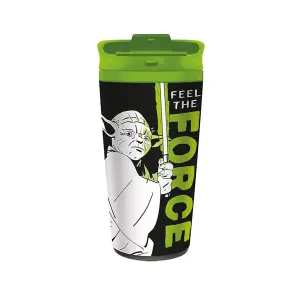 Star Wars Feel The Force Yoda Metal Travel Mug Black/White/Green (One Size)