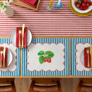 Wylder Nature Strawberry Stripes Indoor/Outdoor Large Table Runner