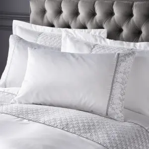 Catherine Lansfield Deco Sequin Duvet Cover Set with Pillowcases White