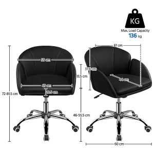 Yaheetech Modern Desk Chair for Home Office Makeup - Black / Faux Leather