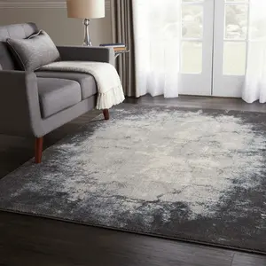 Abstract Ivory Grey Luxurious Modern Easy To Clean Living Room Bedroom & Dining Room Rug-160cm X 221cm