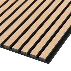 2 PACK Acoustic Wood Slat Wall Panel in Classic Oak 240cm x 60cm