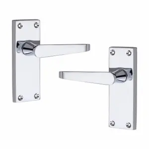 Golden Grace 6 x Pairs of Victorian Straight Polished Chrome Lever Latch Door Handles 120mm Long Premium Quality