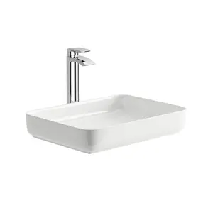 Themis Matt White Polymarble Rectangular Counter Top Basin (W)540x(D)400mm