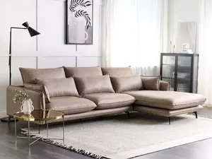 Corner Sofa GALLO Light Brown Fabric Left Hand