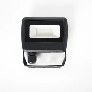 ValueLights LED 10w IP65 Black Outdoor Garden Flood Wall Light In Cool White