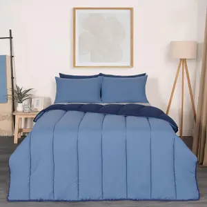 Coverless 10.5 Tog Duvet & Pillowcase, Navy/Blue - Double