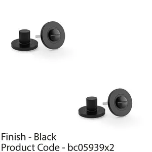 2 PACK - Modern Reeded Thumbturn & Release Lock - Lined Matt Black - Bathroom Door