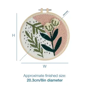 Punch Needle Kit: Yarn and Hoop: Foliage Floral