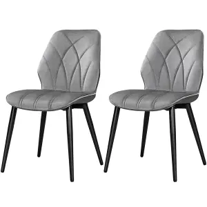 Yaheetch Set of 2 Velvet Dining Kitchen Chairs with Metal Legs Light Grey