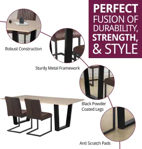 Hallowood Furniture Dudley 1.8m Dining Table Set with 6 Deluxe Leather Effect Chairs