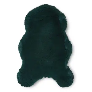 Sheepskin Jewel Green Plain Shaggy Rug, 50mm Thickness Modern Rug for Bedroom, Living Room, & Dining Room-60cm X 180cm (Double)