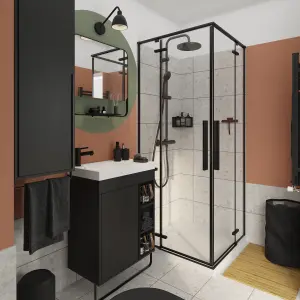 GoodHome Maza Slimline Matt Black Single Wall-mounted Bathroom Cabinet (H) 820mm (W) 650mm